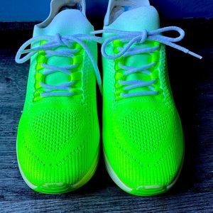 DKNY Ashly Neon Green and White Sneakers